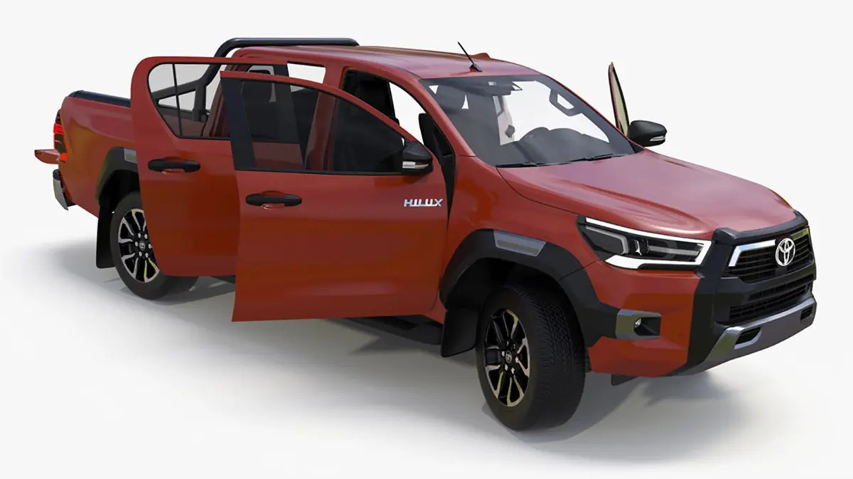 Toyota Hilux 2022 Orange Rigged for Cinema 4D 3D model