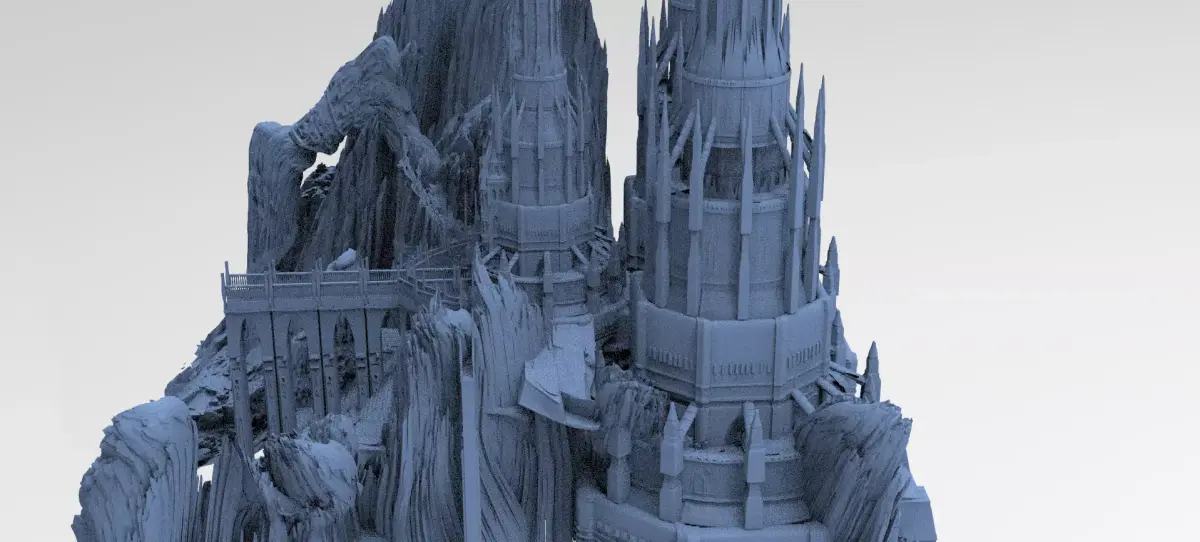 Dark Fantasy Mountain fortress 6 3D model