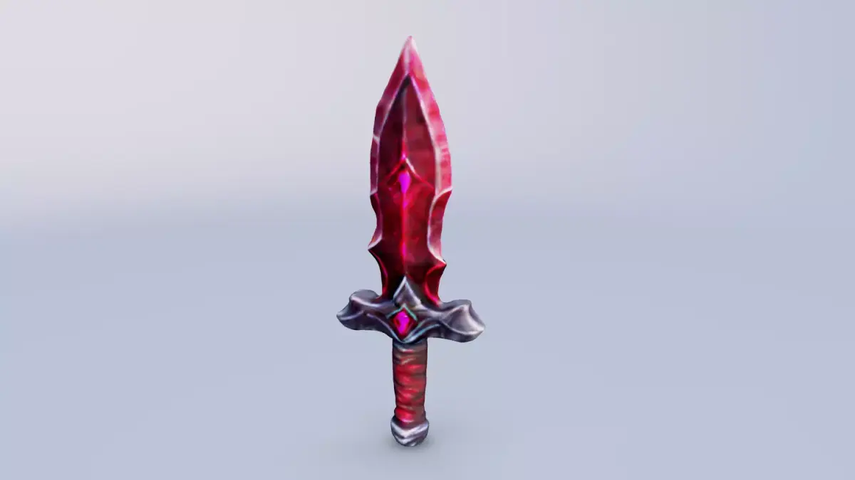 Low Poly ruby red dagger game asset with high quality texture Low-poly 3D model