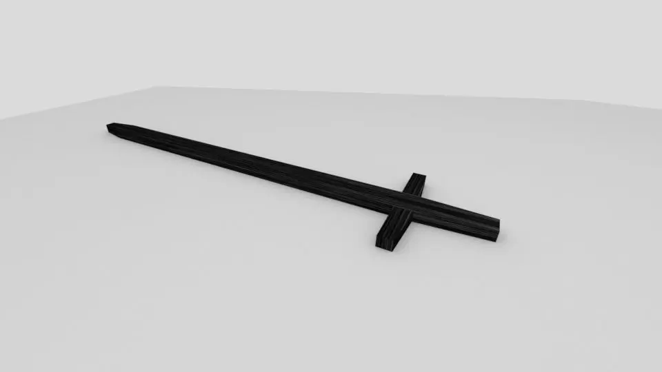Black Wooden Training Sword Low-poly 3D model