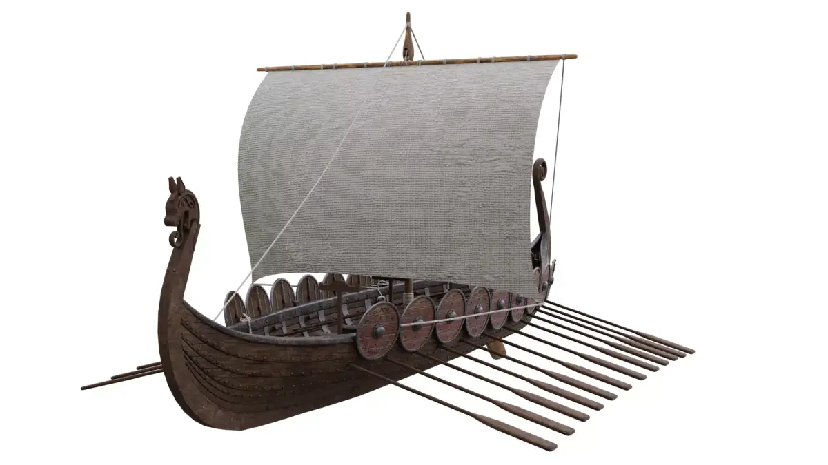 Viking realistic longship- Karvi- boat game-ready Low-poly 3D model