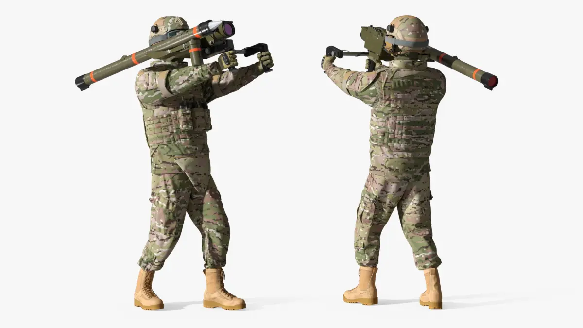 Soldier with Portable Missile System Mistral 3D model
