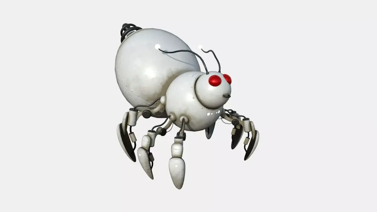 Cute Robot E03 White Dirt - SciFi Character Design Low-poly 3D model