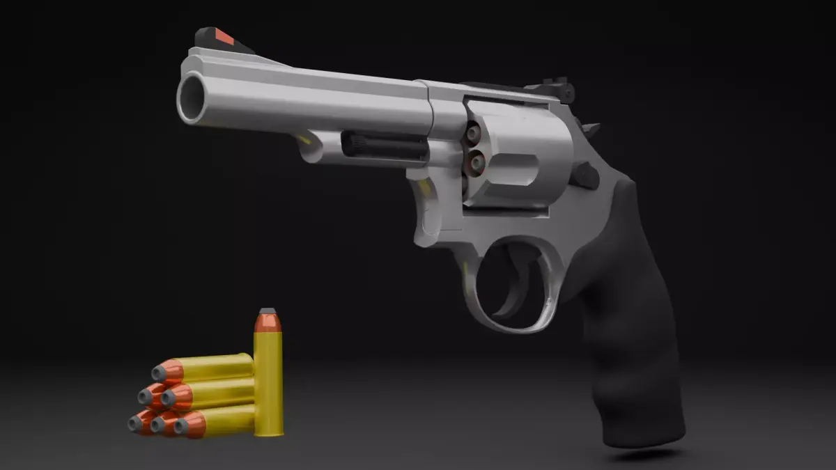 Revolver Low-poly 3D model 18
