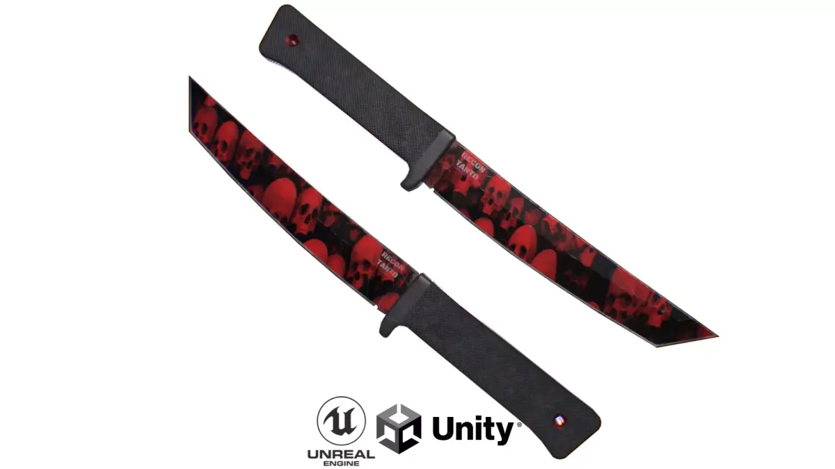 Cold Steel Recon Tanto Red Skull - Knife Low-poly 3D model
