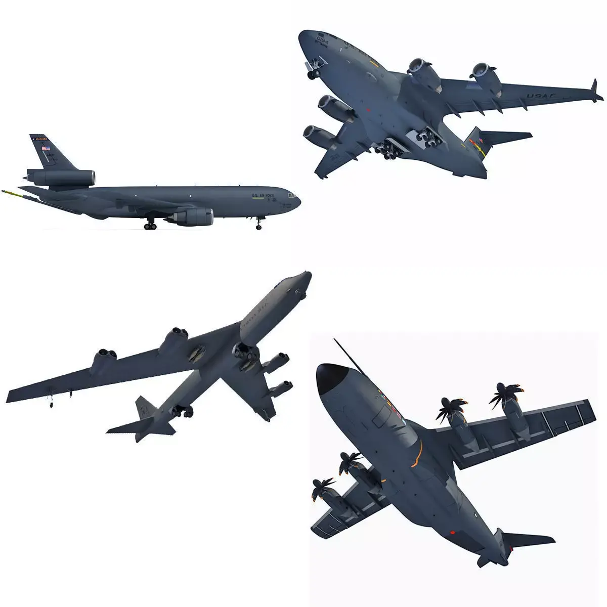 3D Military Aircraft Set of 4 3D model