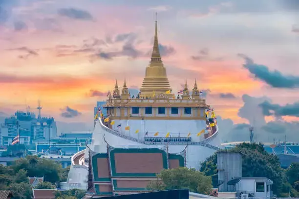 The Temple of the Golden Mount Bangkok Low-poly 3D model