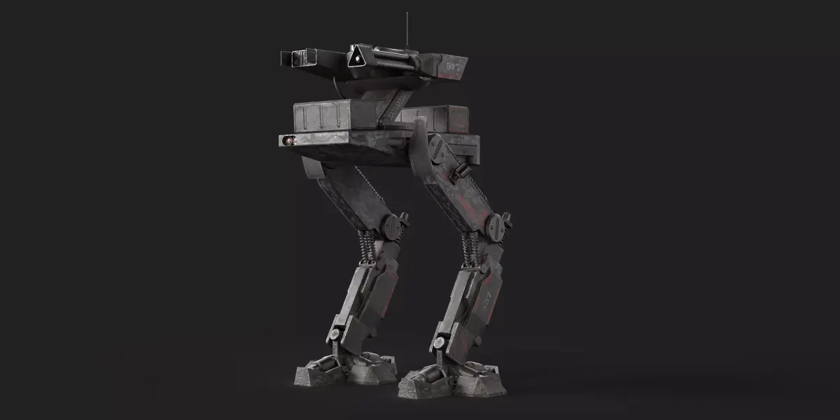 Mech Robot Two Legs Combat Sci-Fi Low-poly 3D model buy