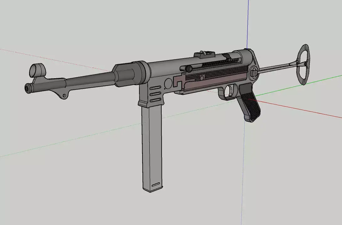 MP-40 machine gun Low-poly 3D model