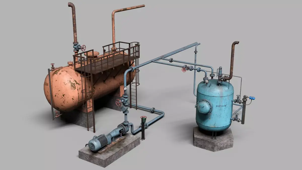 Industrial filtration system Low-poly 3D model
