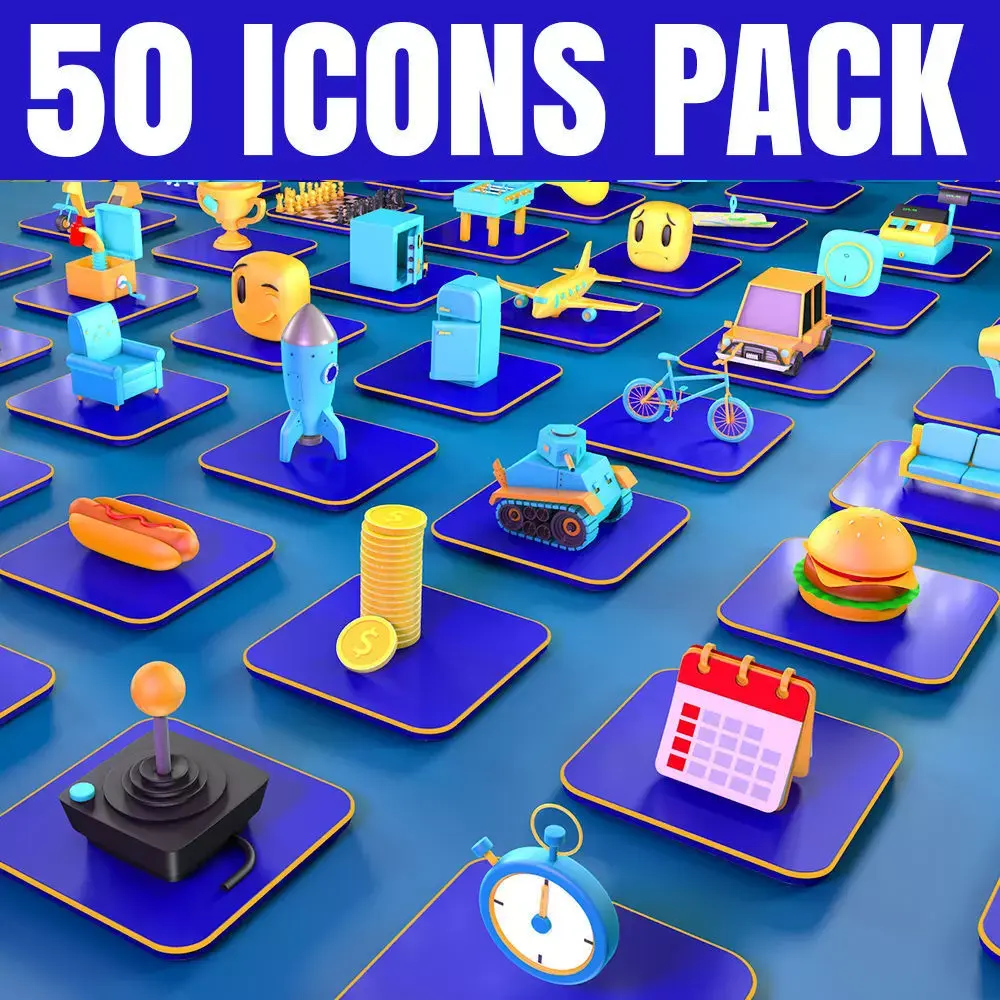 Collection icon pack vol 1 - 3D model Low-poly 3D model