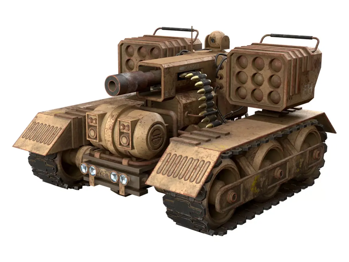 UGV Concept-3B-Desert-Rusty Low-poly 3D model