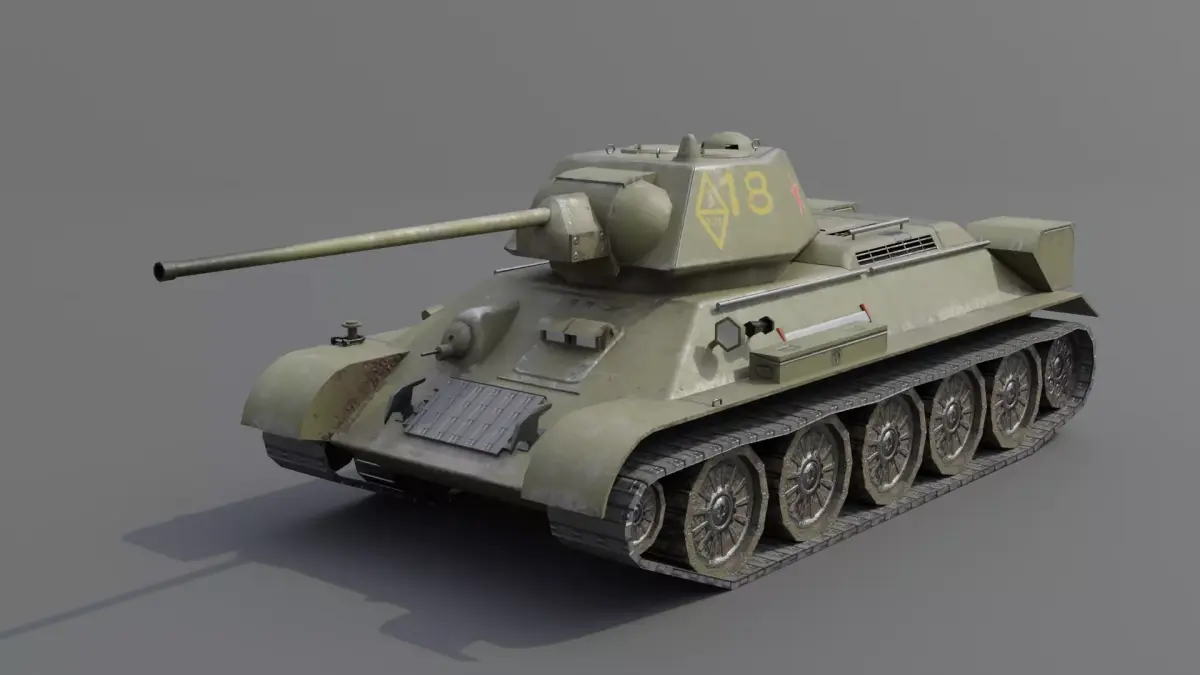 T34-57 1943 Medium Tank Low-poly 3D model