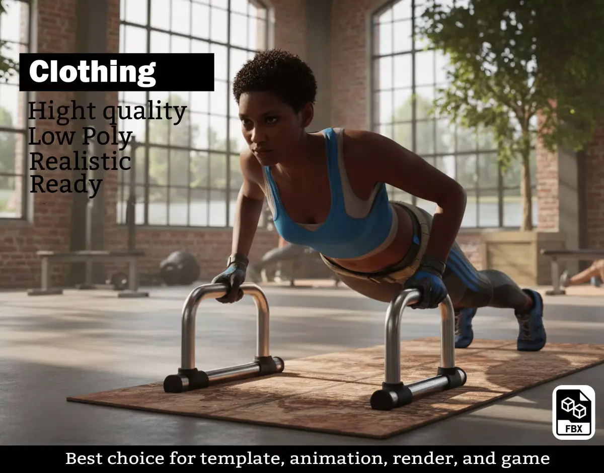 Realistic Sportwear Set for Game Characters Low-poly 3D model