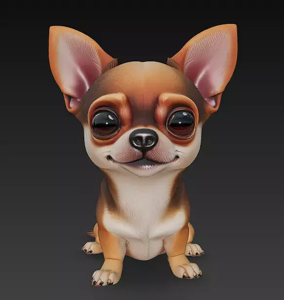 Chihuahua Puppy Dog Realistic 3D Model - Low Poly Realistic Low-poly 3D model