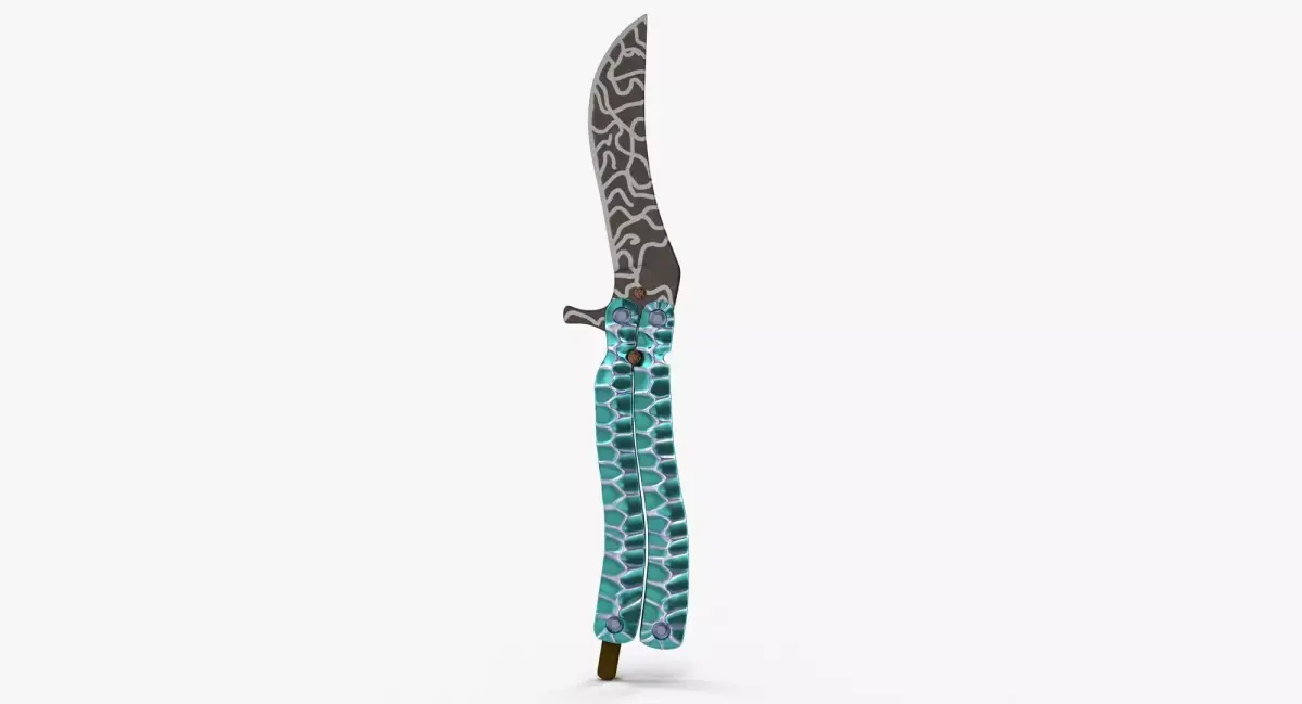 Balisong Butterfly Knife Green Low-poly 3D model