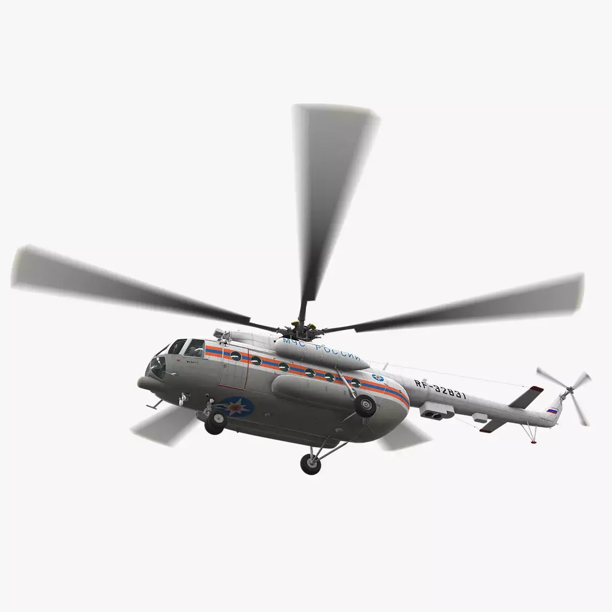 Mi-8MTV Russian Emercom Animated Low-poly 3D model