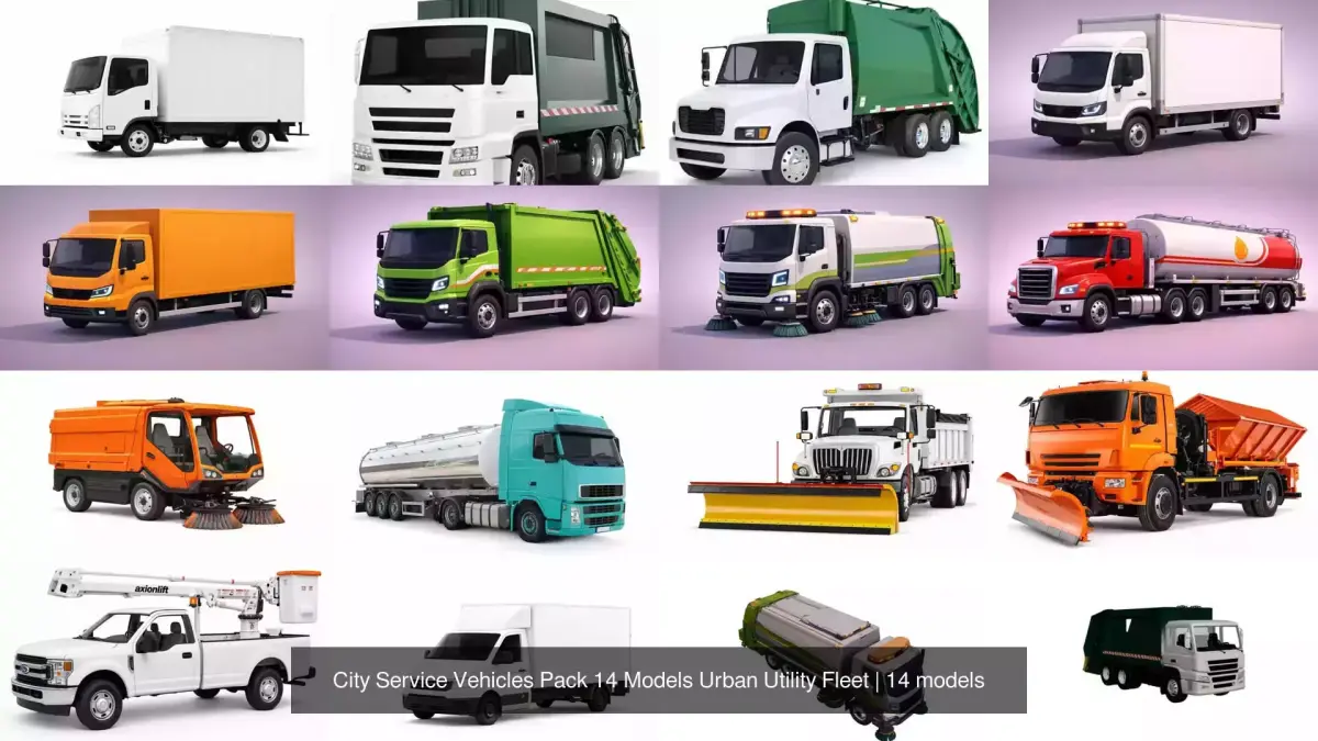 City Service Vehicles Pack 14 Models Urban Utility Fleet