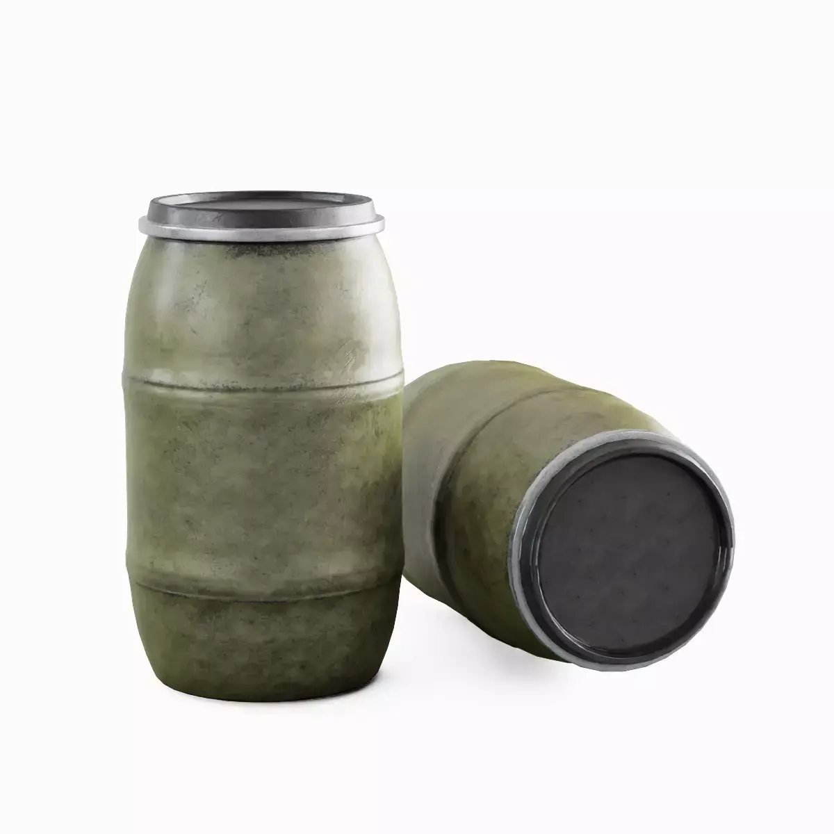Dirty Plastic Barrel 04 Low-poly 3D model