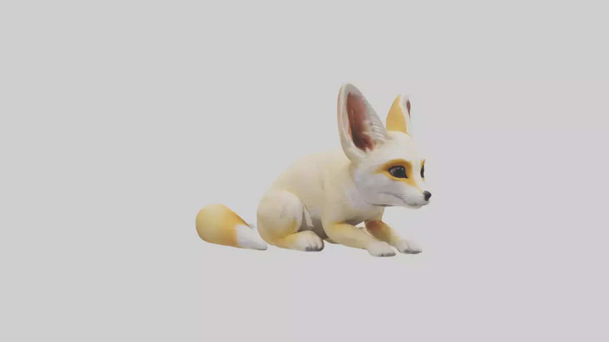 Fennec Fox hiding model Low-poly 3D model