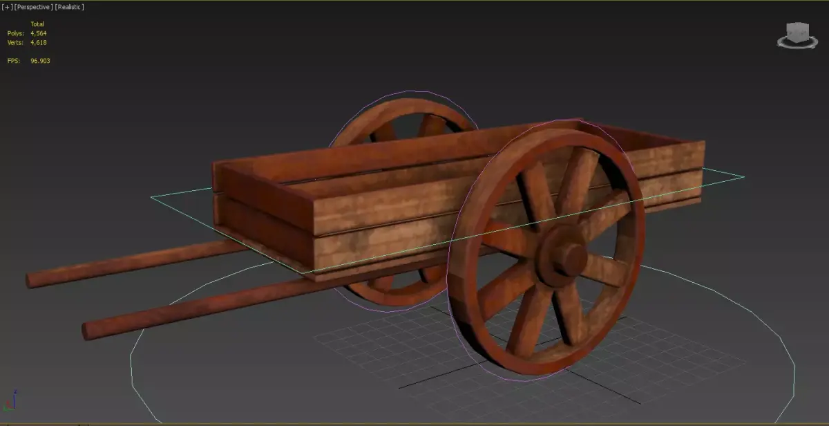 tumbrel 2 old wooden cart 3D model