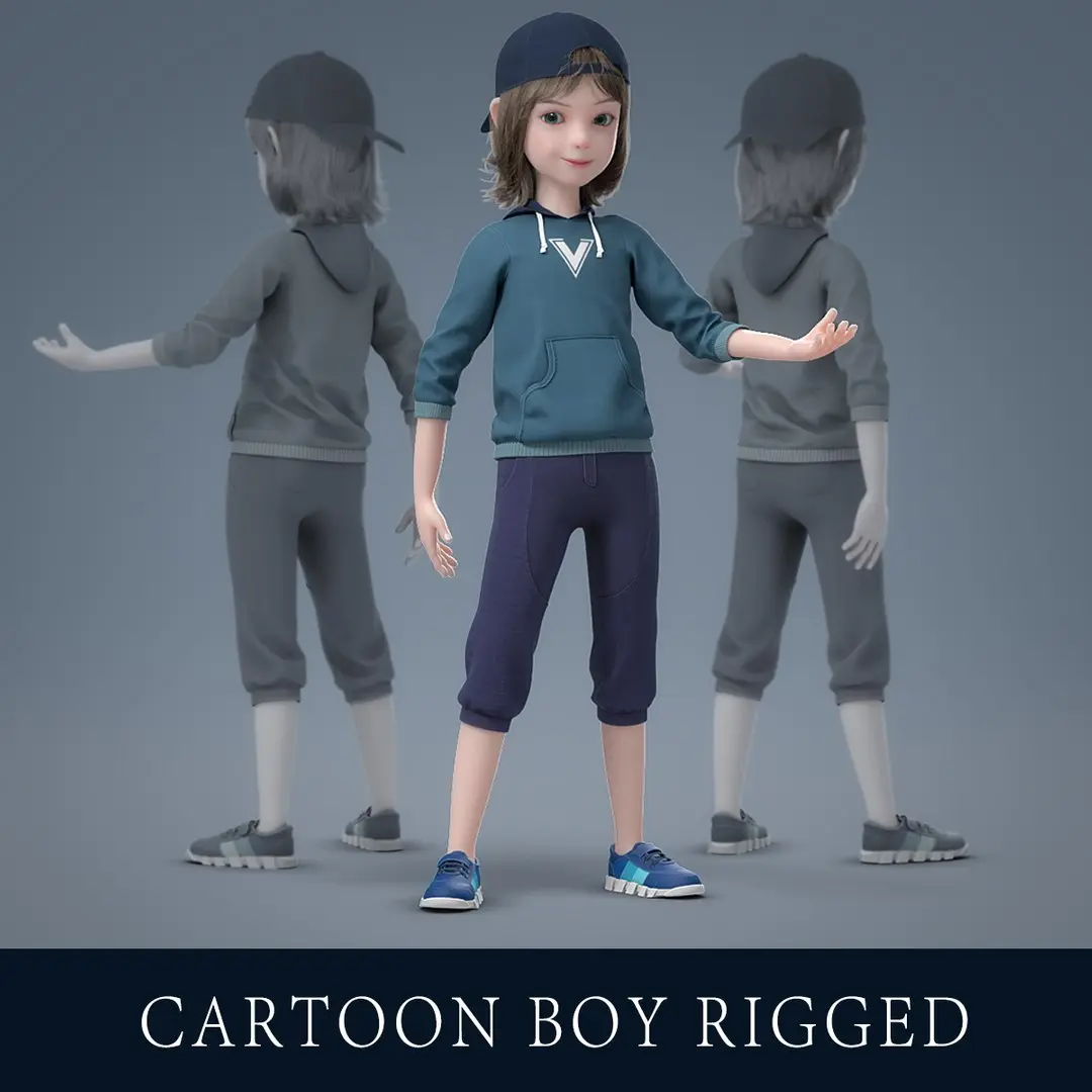 Cartoon Boy Rigged  purchase 3D model