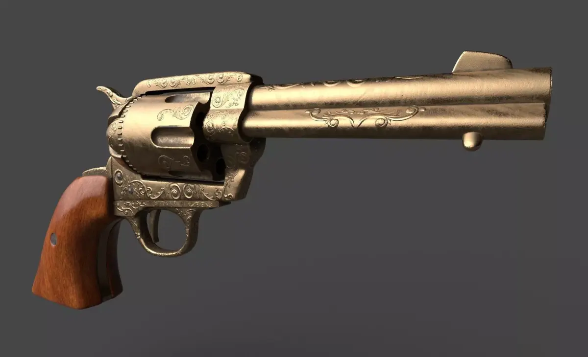 Revolver Gun  Low-poly 3D model
