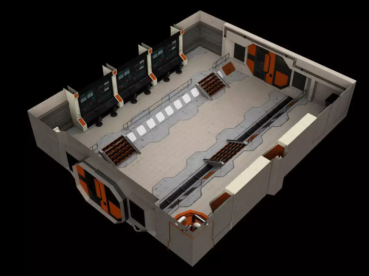 Low-Poly Sci-Fi Control Room Low-poly 3D model