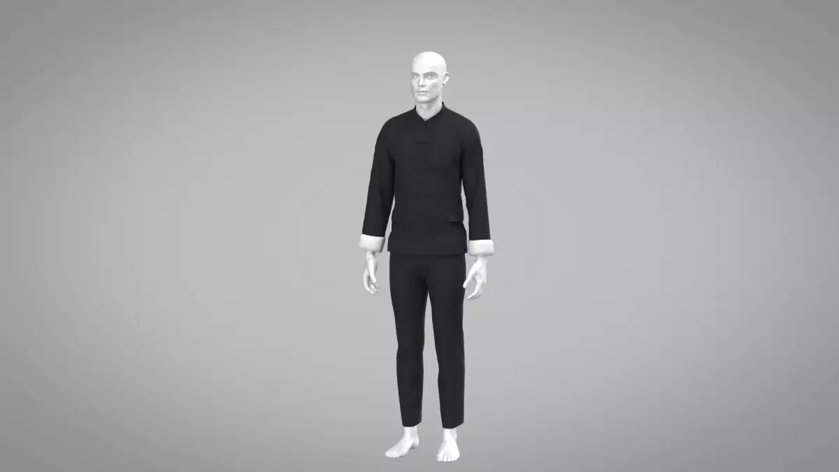 Kung Fu Uniform Low-poly 3D model