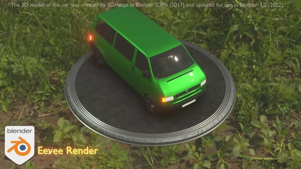 City Car 44 Commercial Minibus Type-C Green Low-poly 3D model
