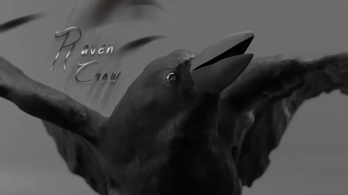 Photorealistic Raven Crow Low-poly 3D model