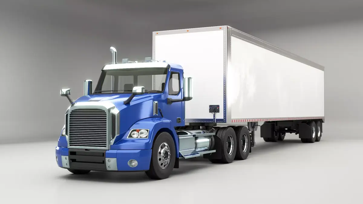 Generic Semi Truck Day Cab and Dry Van Box Trailer 3D model