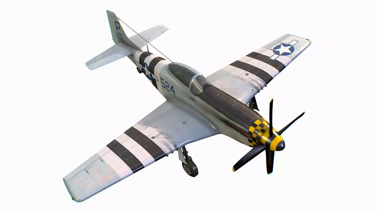 United States American fighter aircraft P-51D-5 Mustang Low-poly 3D model
