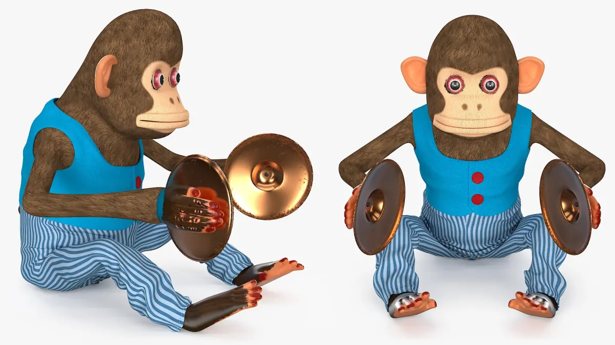 Retro Toy Monkey with Blue Striped Pants 3D model