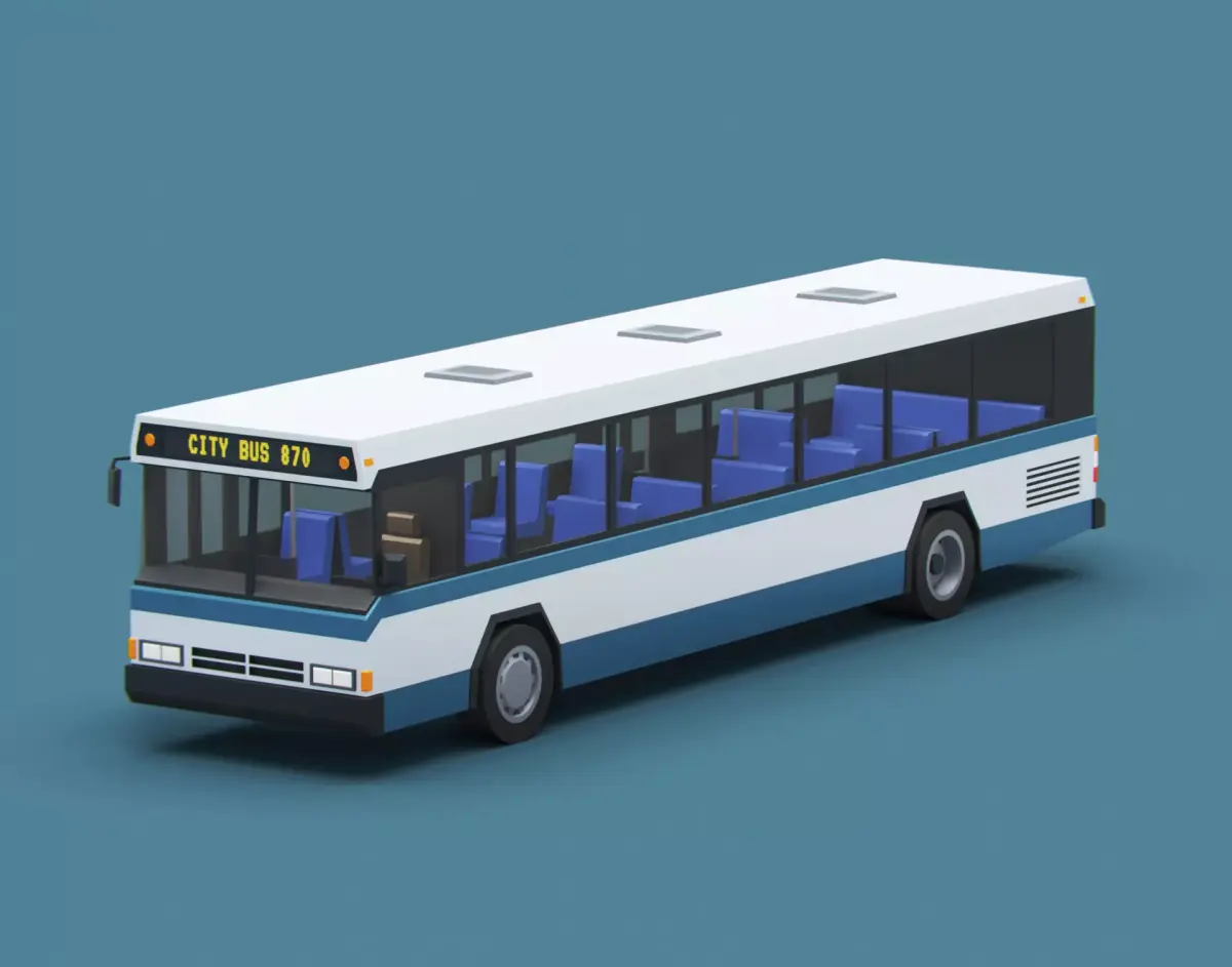 Cartoon Stylized City Bus Classic 80s Low-poly 3D model