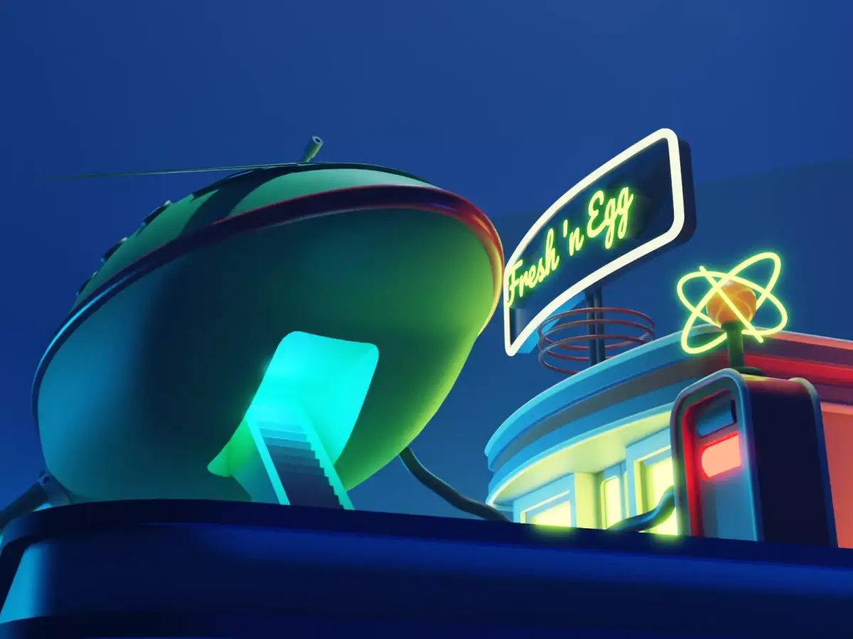 Cartoon futurama space scene 3D model