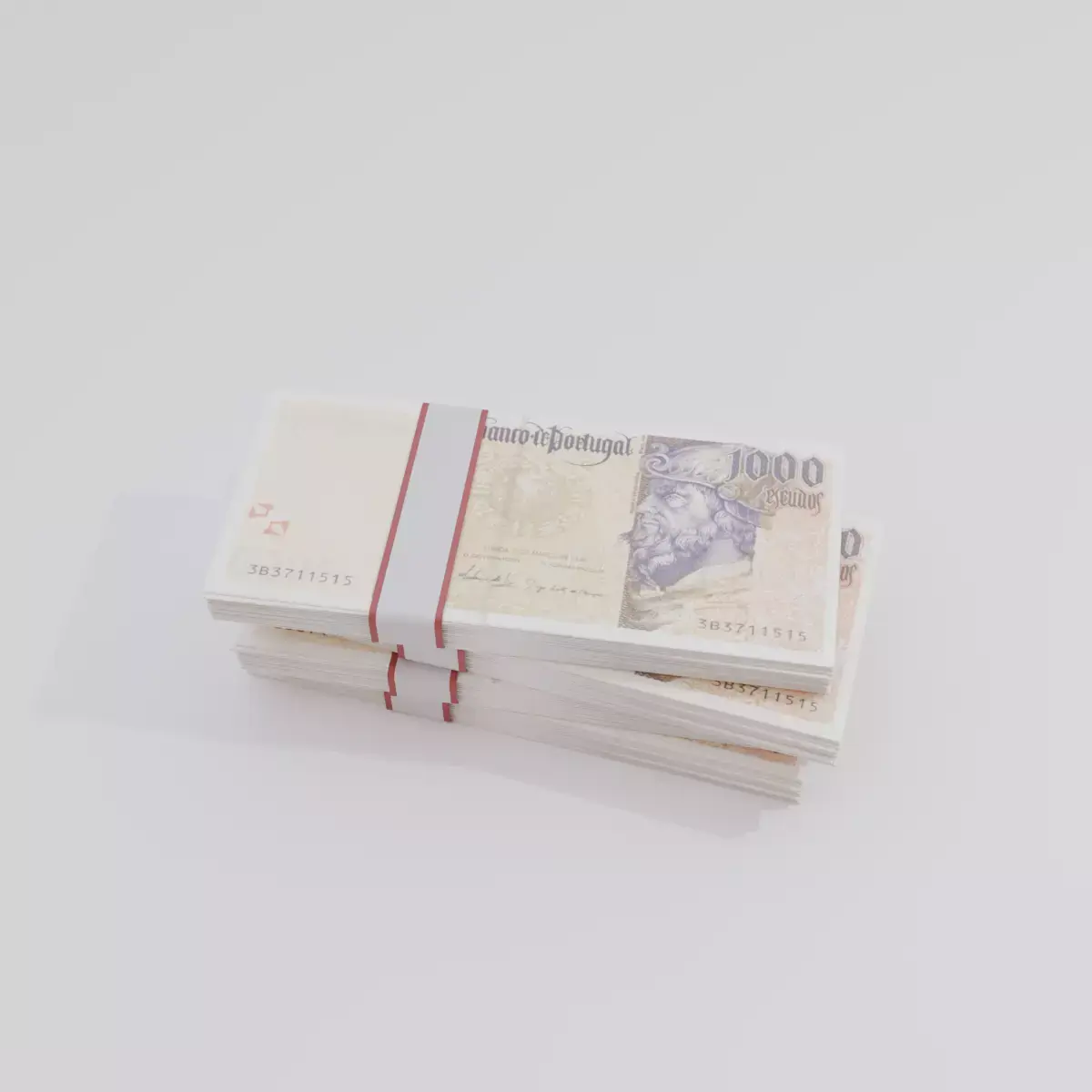 1000 Portuguese Escudo Currency Low-poly 3D model