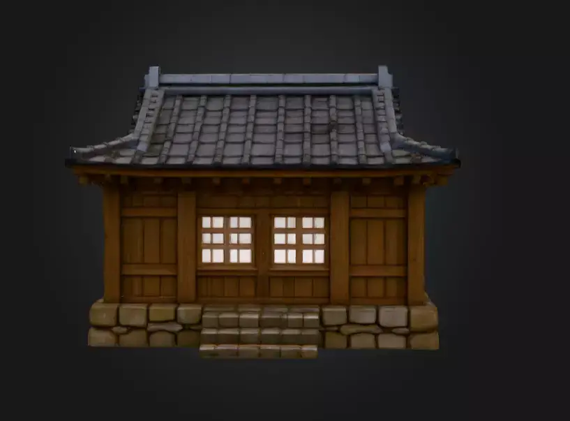 Traditional Wooden Hanok House Low-poly 3D model