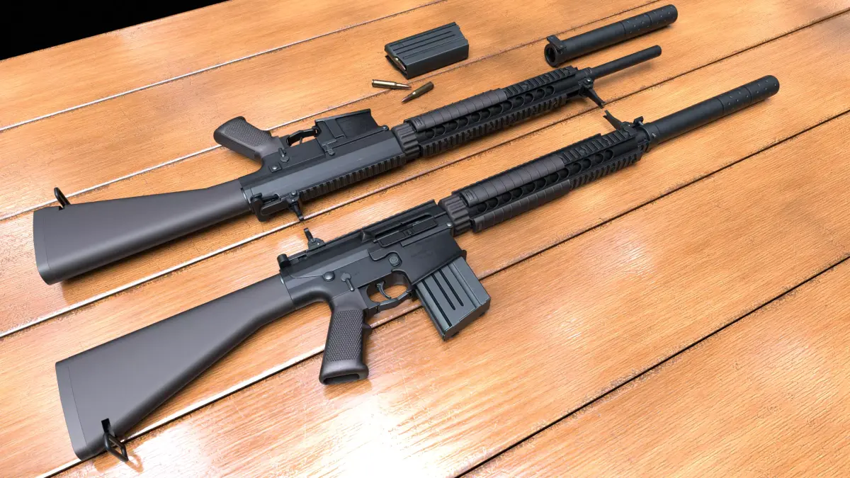 SR-25 rifle Low-poly 3D model