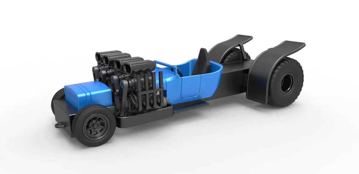 Pulling truck 2wd Hot rod 2 V8 Version 2 Scale 1 to 25 3D print model