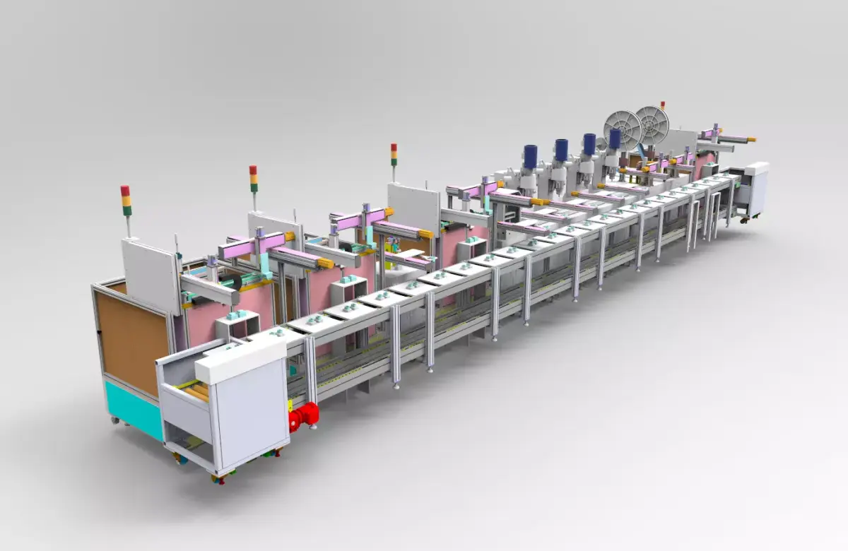 Mobile phone charger automatic assembly line 3D model