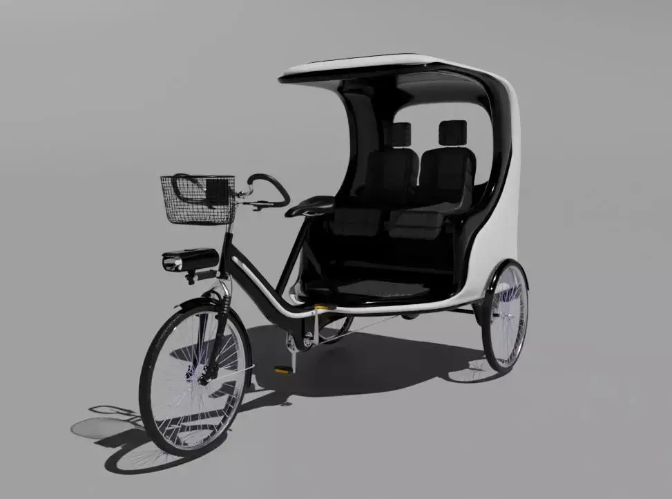 Modern black and white pedicab 3D model