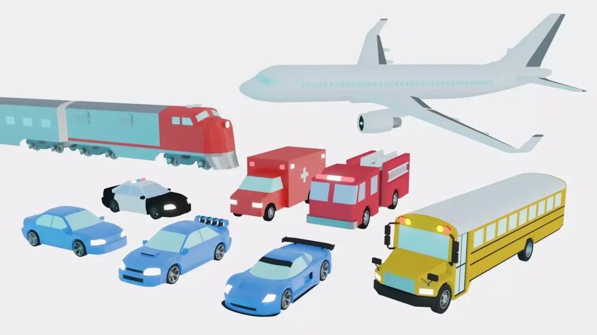 Simple Vehicles Traffic Transport Pack Free low-poly 3D model