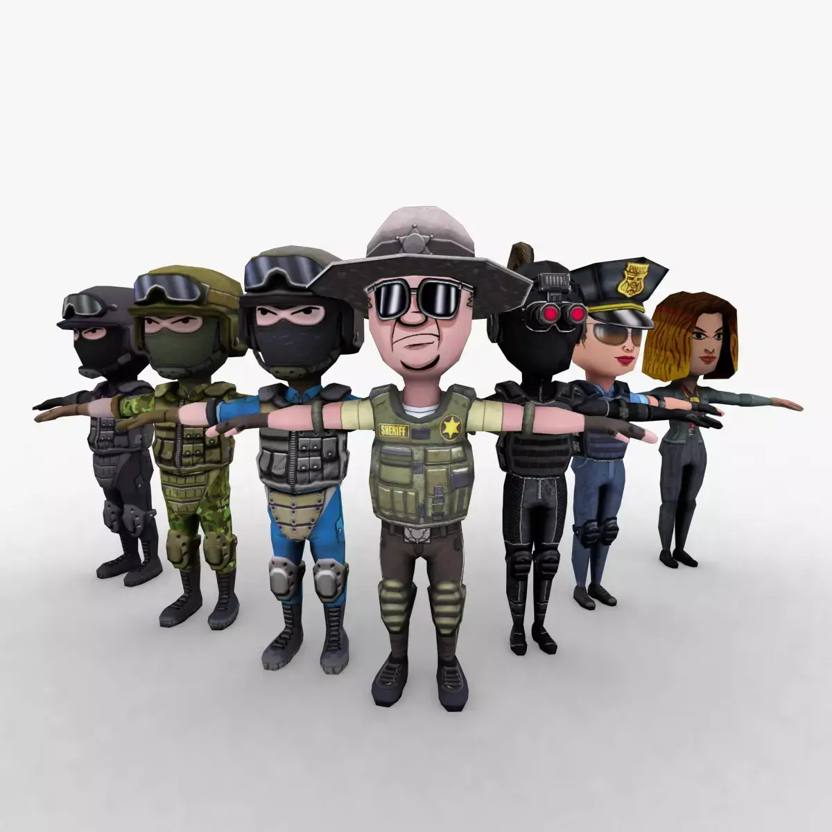 Low poly Police Force Low-poly 3D model