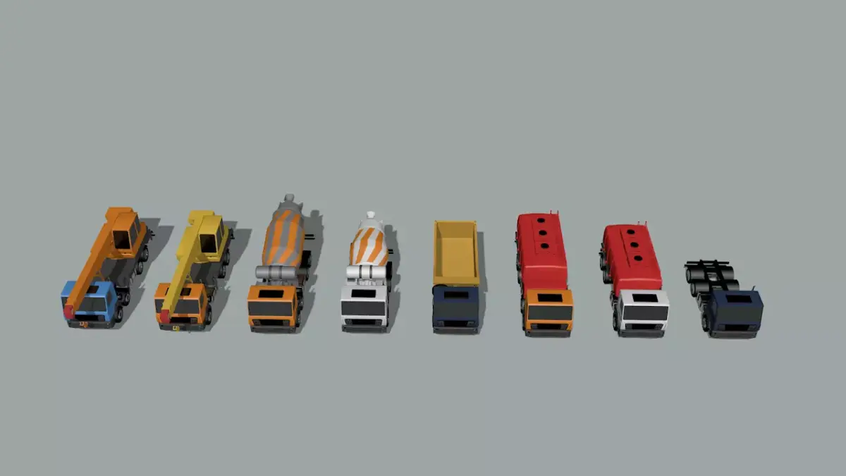 construction cargo trucks 3D model