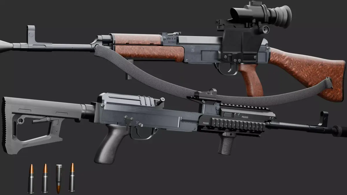 vz58 Sporter Semi Auto Rifle Low-poly 3D model