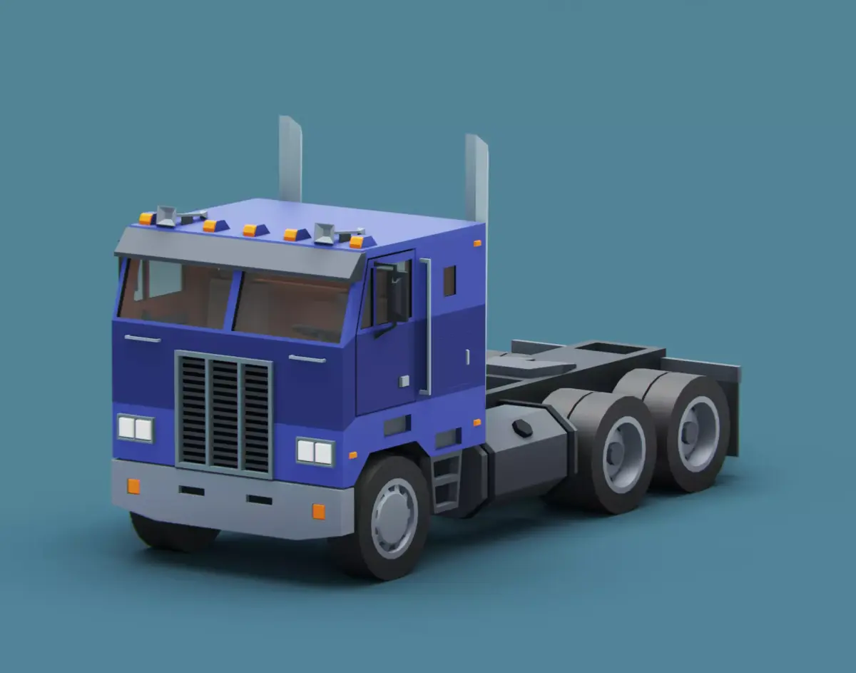 Cartoon Stylized American Semi Truck Low-poly 3D model