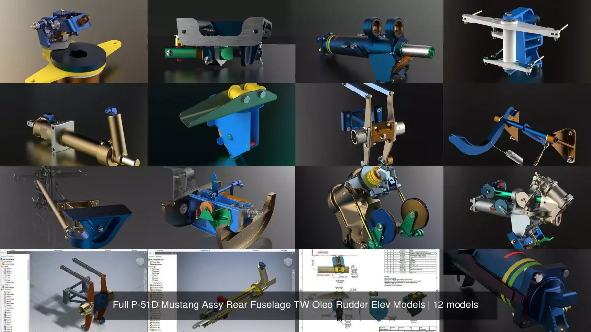 Full P-51D Mustang Assy Rear Fuselage TW Oleo Rudder Elev Models 3D Model Collection