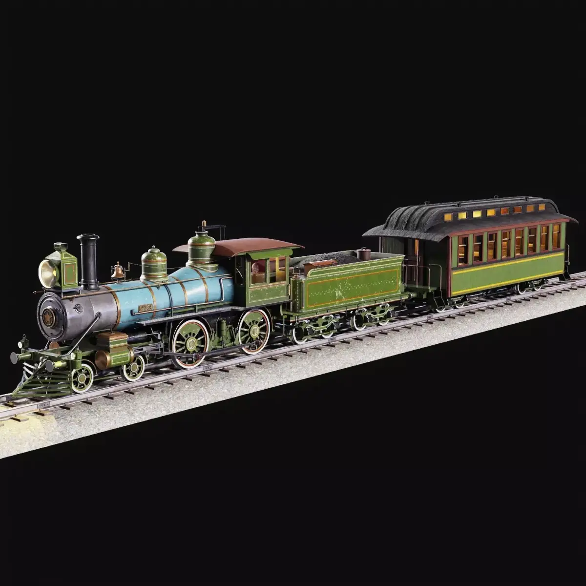 Vintage 19th-Century Steam Locomotive Low-poly 3D model Low-poly 3D model purchase