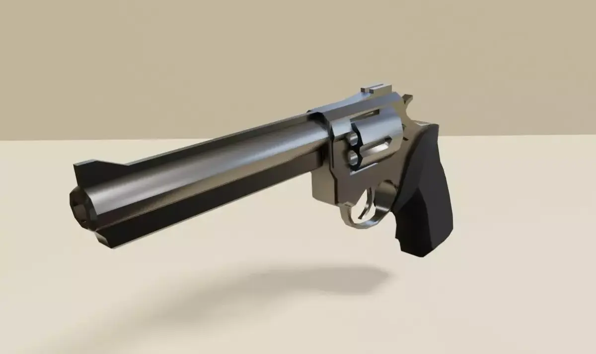 Black Revolver 44 - Magnum - Gun - Weapon - Arma Low-poly 3D model